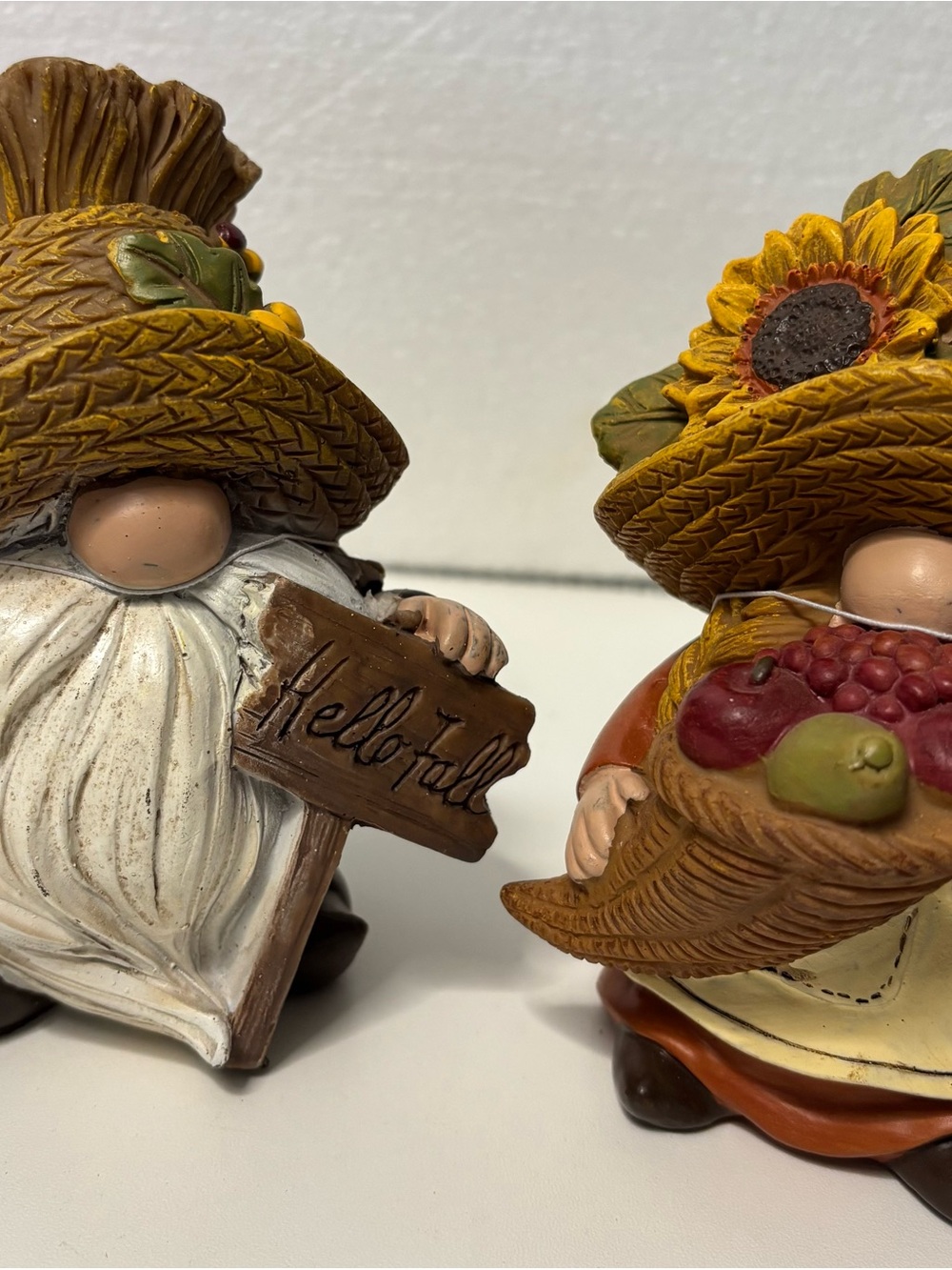 Hobby Lobby Fall Gnome Pair with Yellow Hats and Brown Details